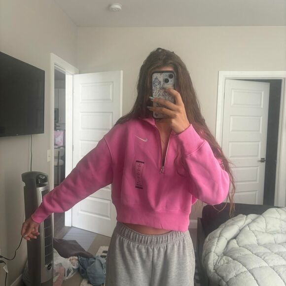 Nike Pink New With Tags Cropped Quarter Zip Small - Picture 1 of 6
